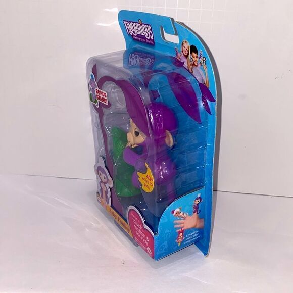 WowWee Fingerlings Interactive Pet Baby Monkey Mia With Bonus Stand Purple NWT - Picture 5 of 7